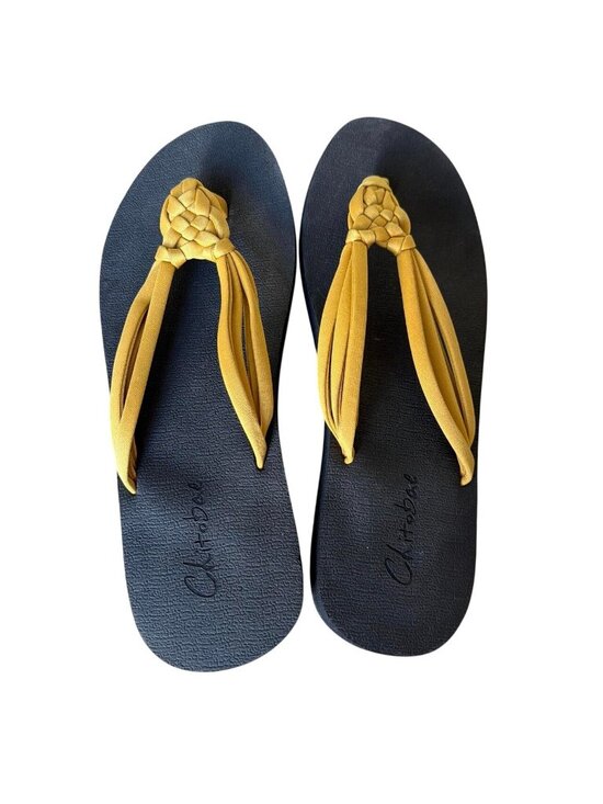 Other Shoes - Chitobae women’s black/yellow solid braided strap thong flip flop sandals (Size